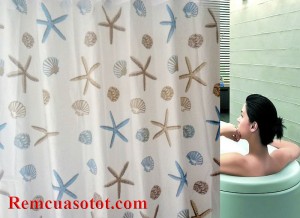 Màn phòng tắm, rèm treo nhà tắm màu xanh biển nhạt mã RPT 003