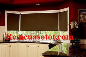 Rèm cuốn màu đỏ đô cho phòng bếp tươi vui, ấm cúng mã RC 833